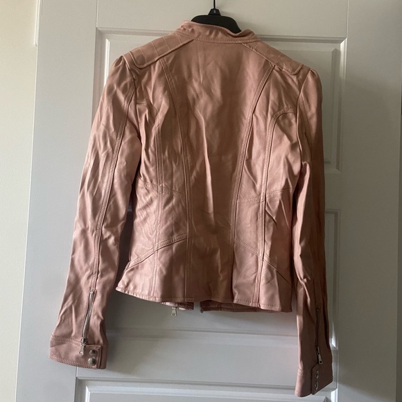 Blush Pink Faux Leather Jacket - Picture 2 of 7